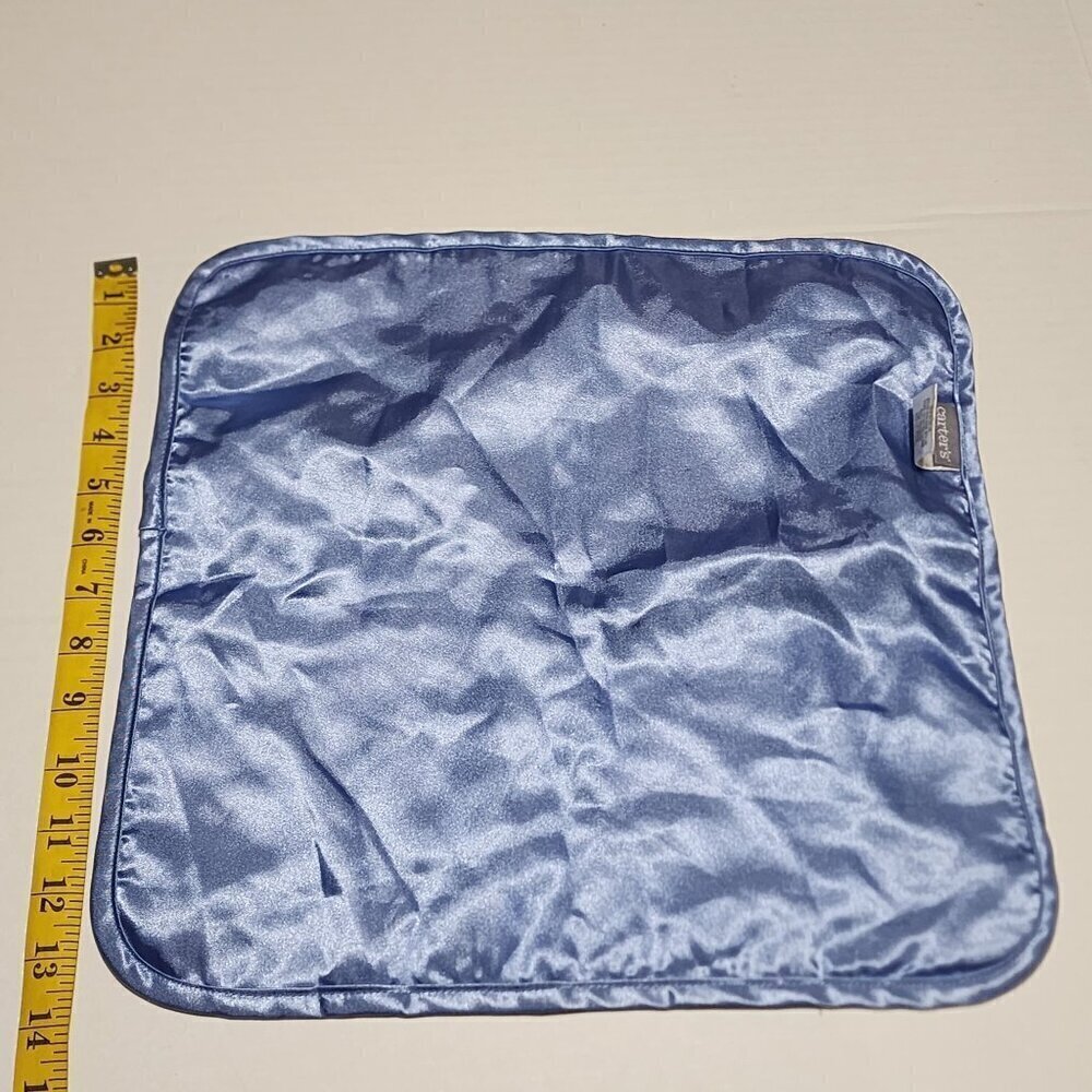 Carter's Plain  Solid blue plush lovey security blanket satin trim reverse - Picture 3 of 4